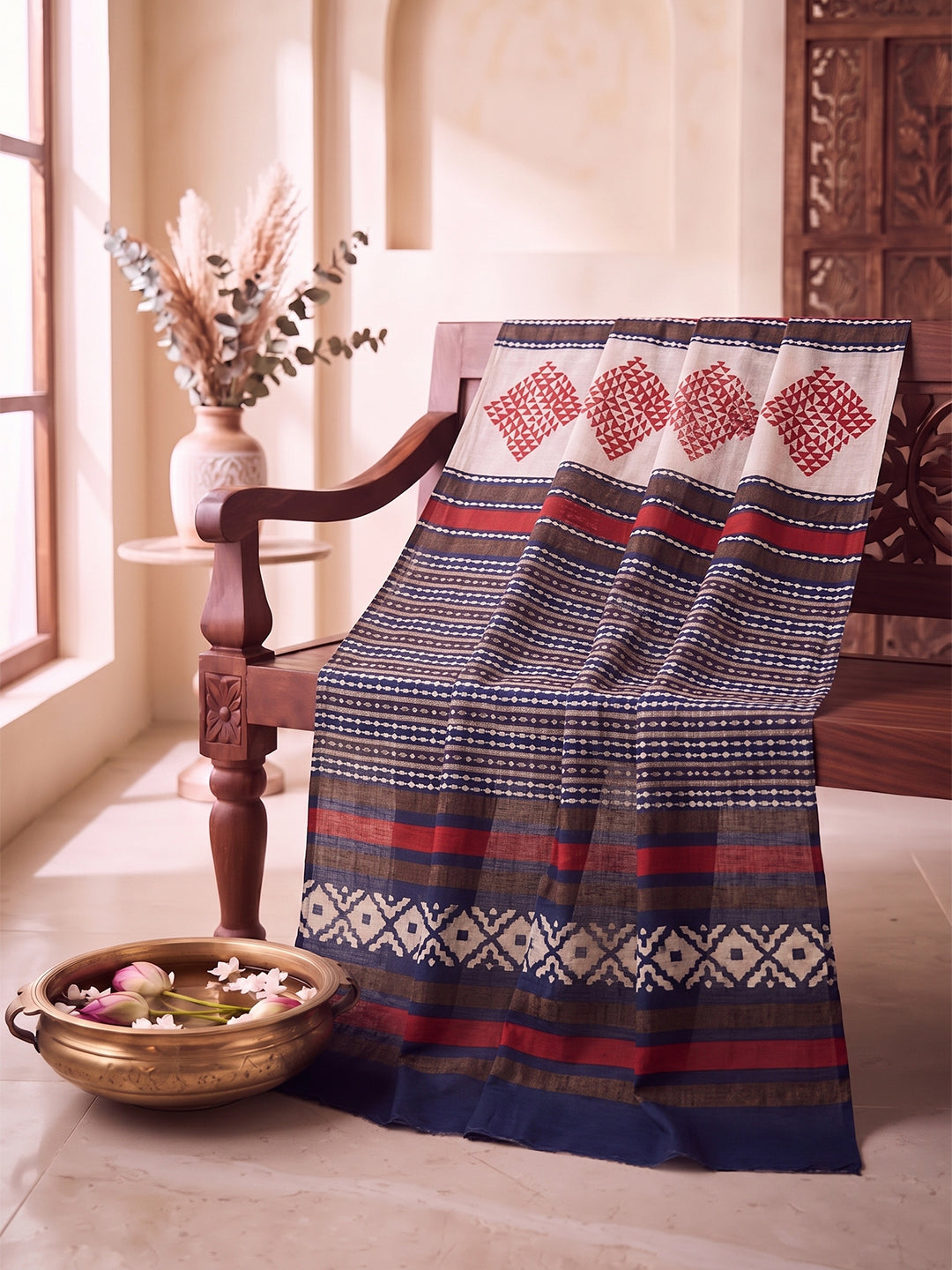 Blue Geometric Printed Dupatta
