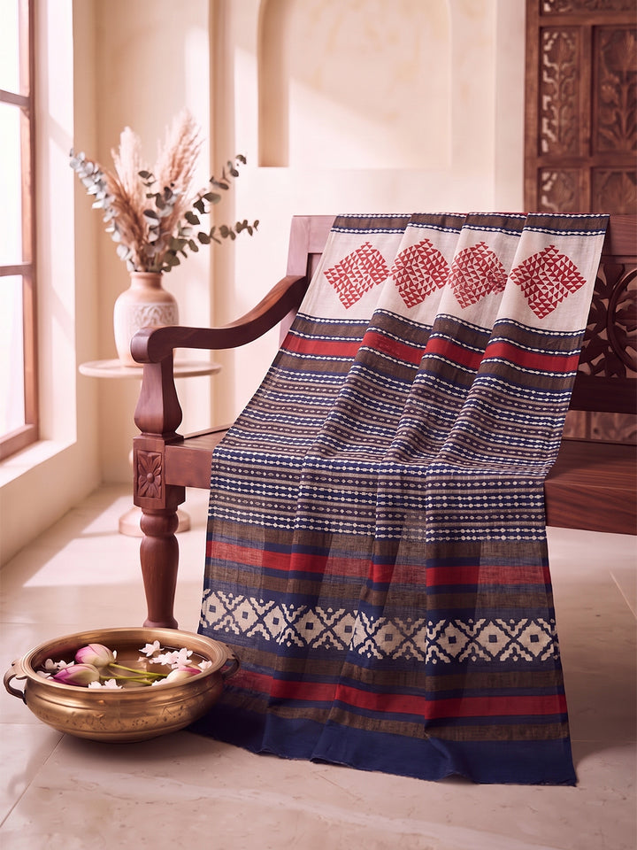 Blue Geometric Printed Dupatta