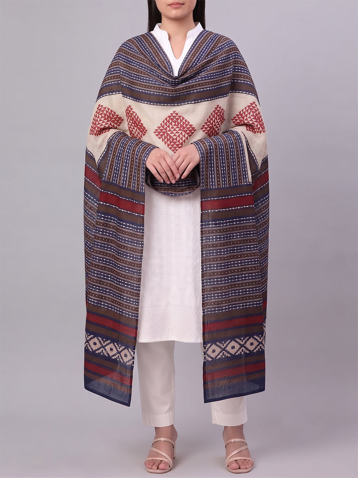 Blue Geometric Printed Dupatta