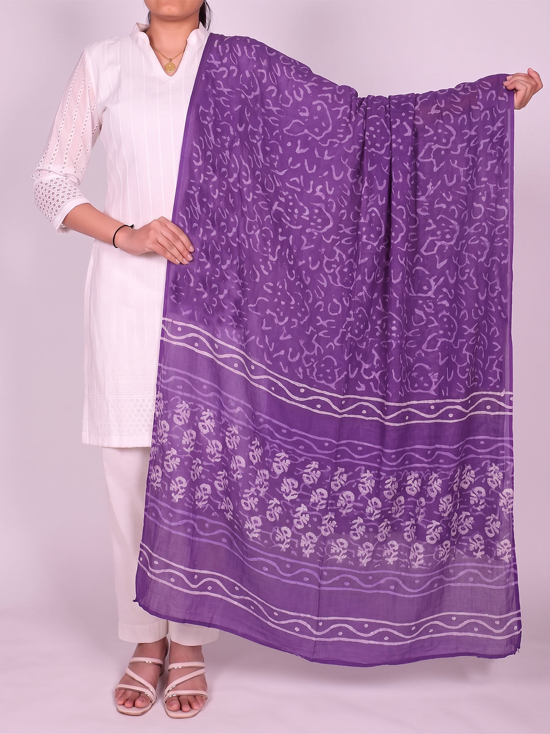 Violet Abstract Printed Dupatta