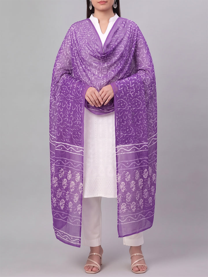 Violet Abstract Printed Dupatta