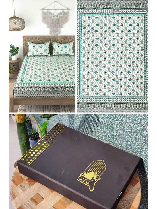 Green-Cotton-Bedsheet-Set-Gift-Box-(Bedsheet-With-2-Pillow-Covers)