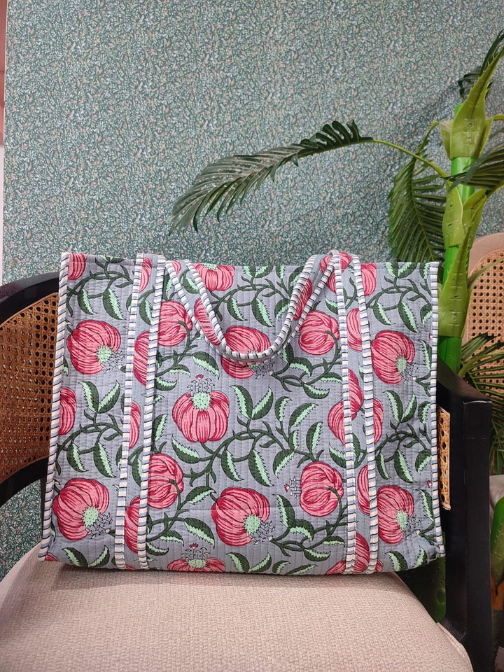 Grey-&-Pink-Jute-Handblock-Printed-Tote-Bag-Without-Zip