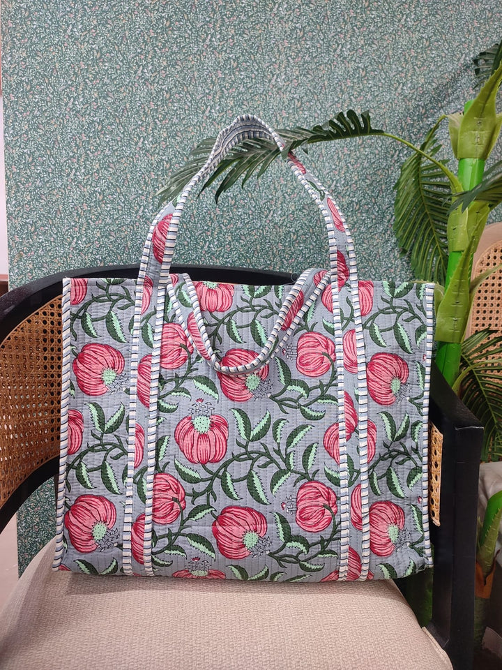 Grey-&-Pink-Jute-Handblock-Printed-Tote-Bag-Without-Zip