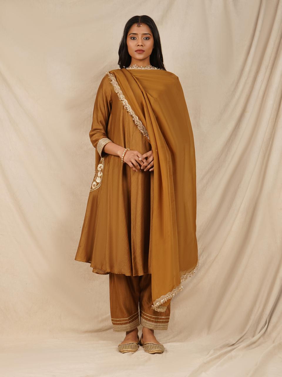 zeresouq-brown-embroidered-anarkali-suit-set