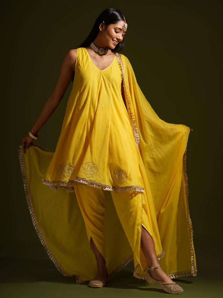 zeresouq-yellow-short-kali-kurta-with-tulip-pants