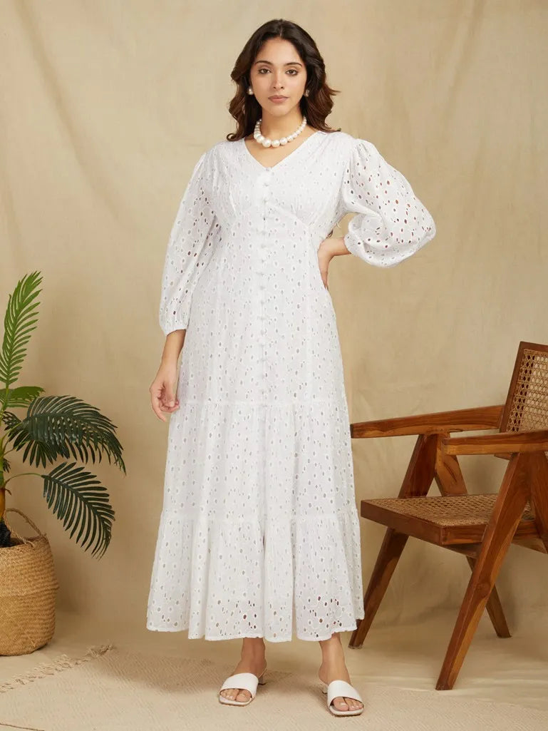 White-100%-Cotton-Broadries-Long-Dress