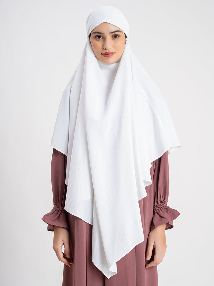 White CYK Fabric Plain Khimar Only