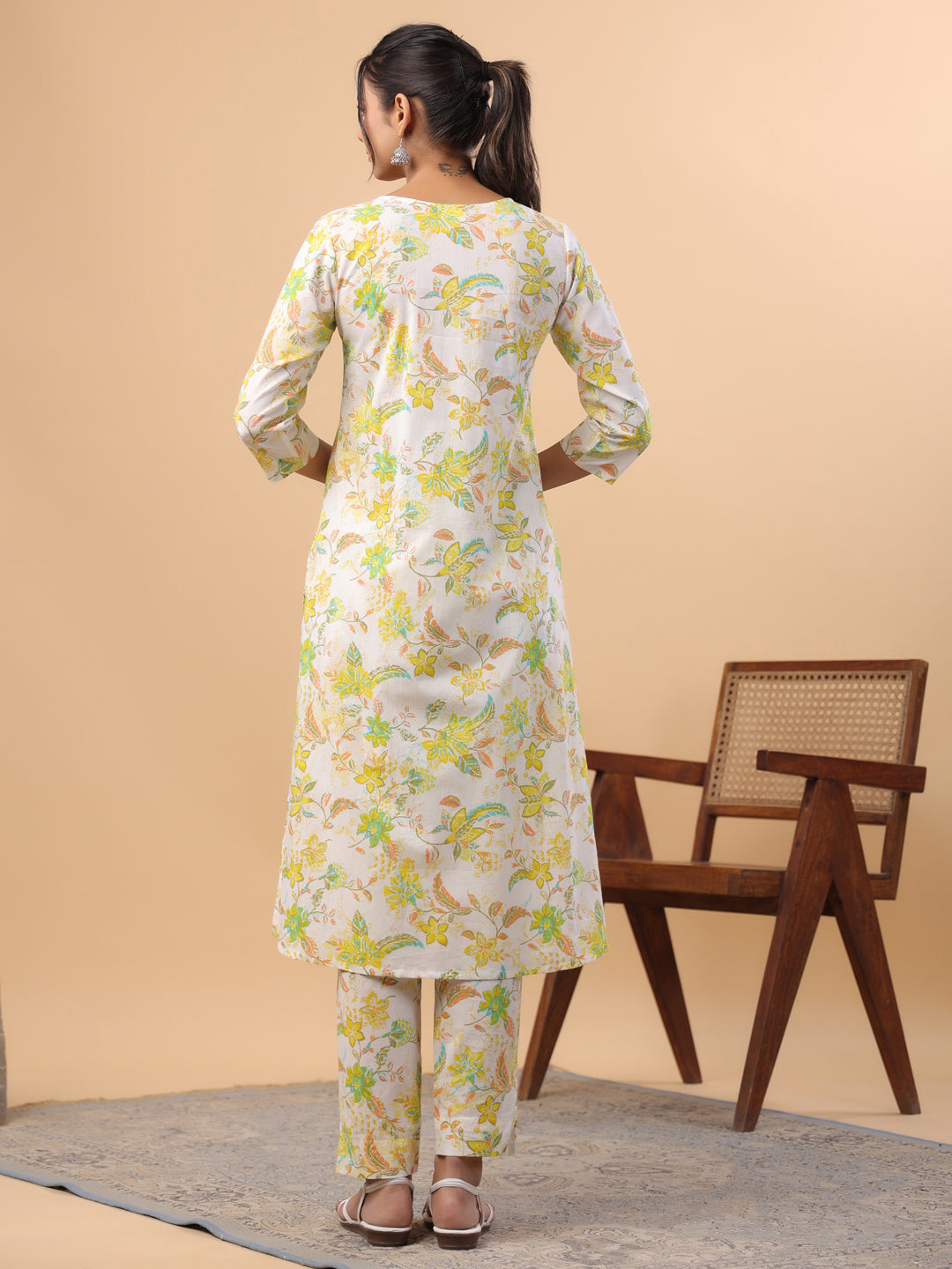 White-Cambric-Floral-Print-A-Line-2-Piece-Kurta-Set