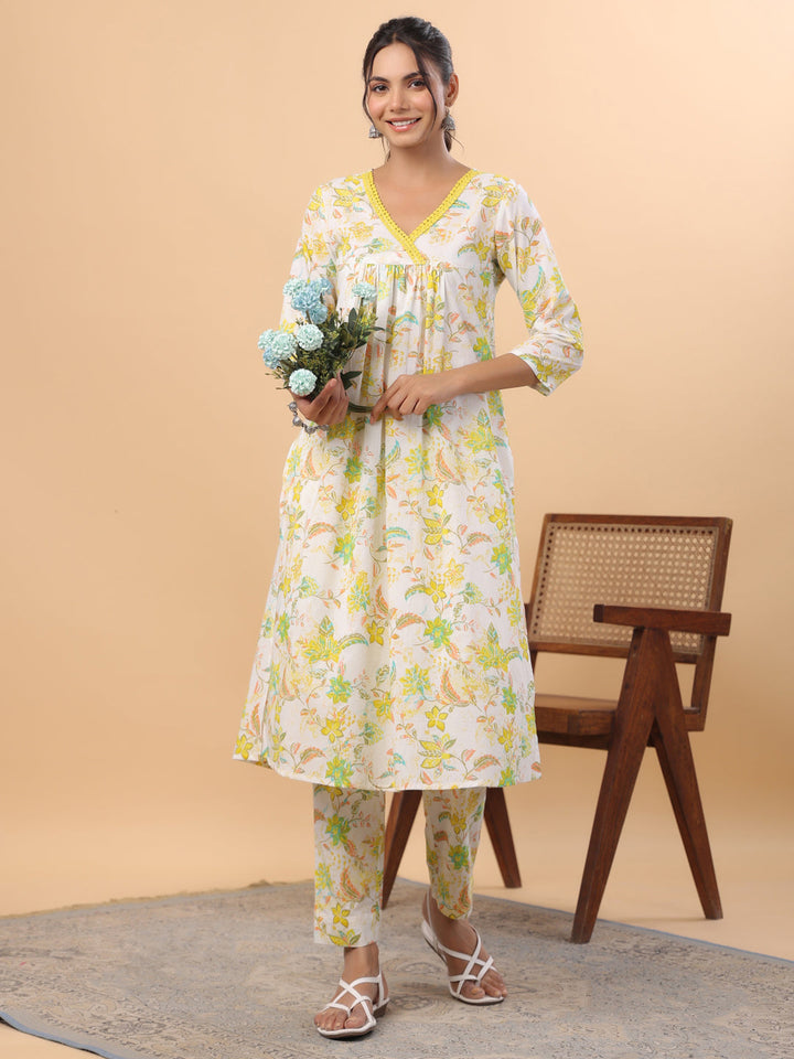 White-Cambric-Floral-Print-A-Line-2-Piece-Kurta-Set