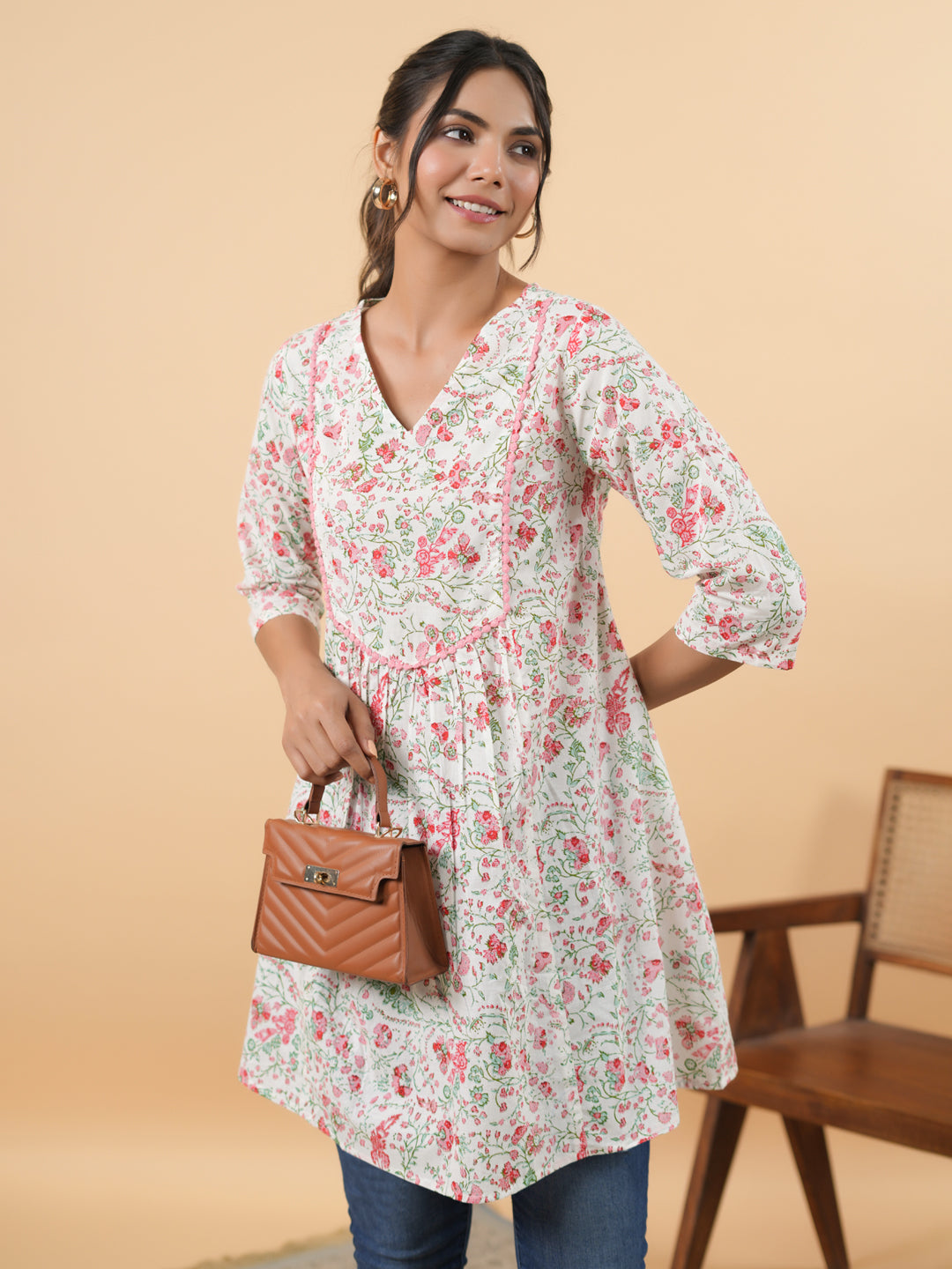 ZERESOUQ-White-Cambric-Floral-Printed-A-Line-Tunic