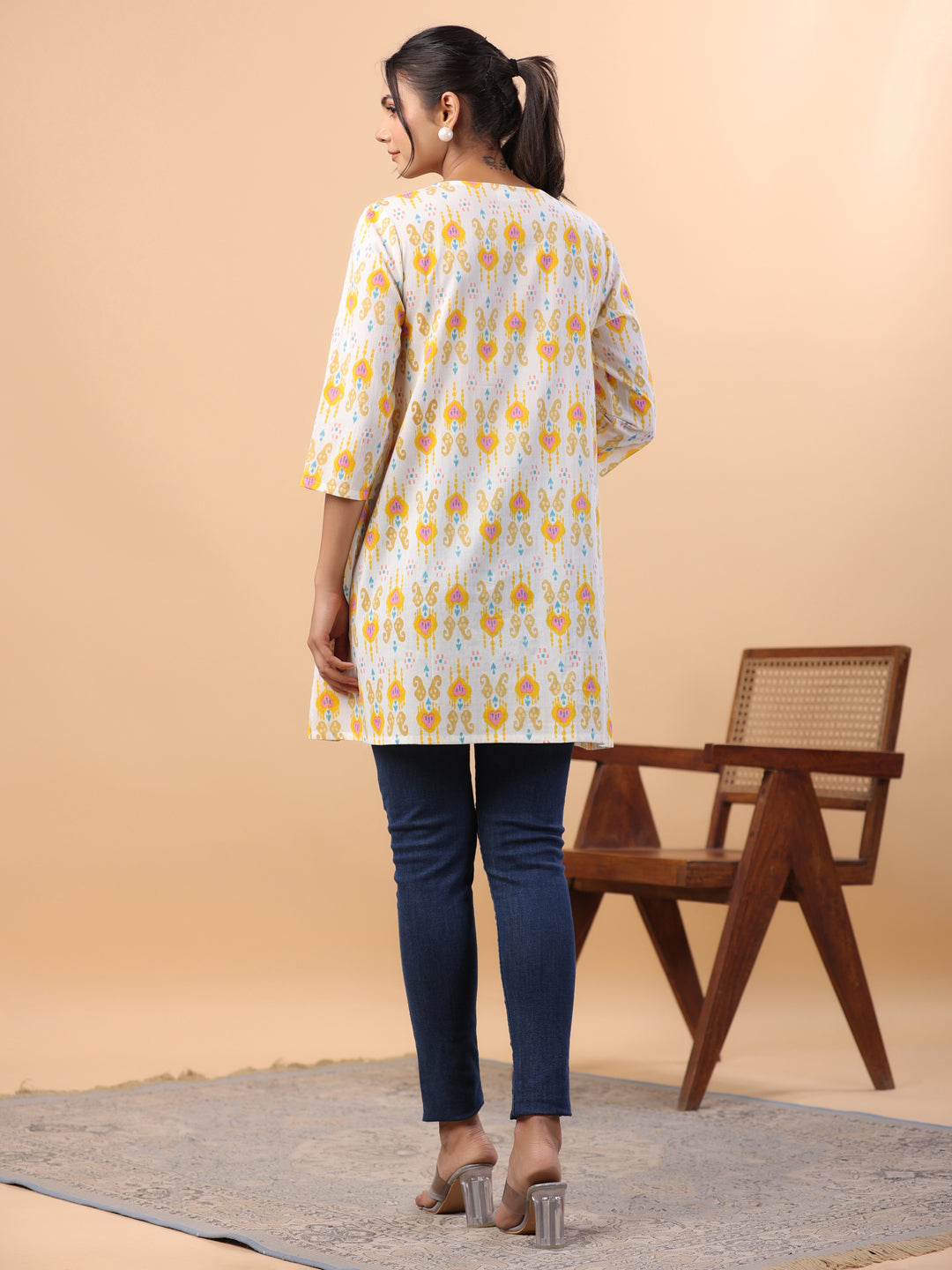 White-Cambric-Ikkat-Printed-Pleated-Tunic