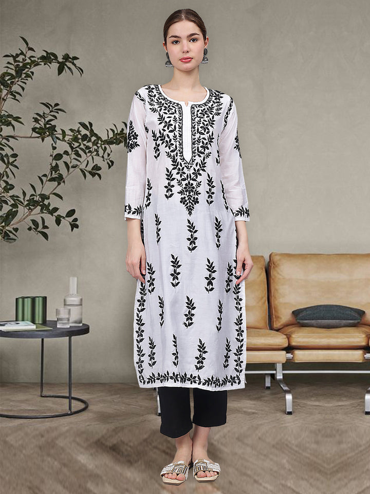 White-Chanderi-Embroidered-Chikankari-Kurti