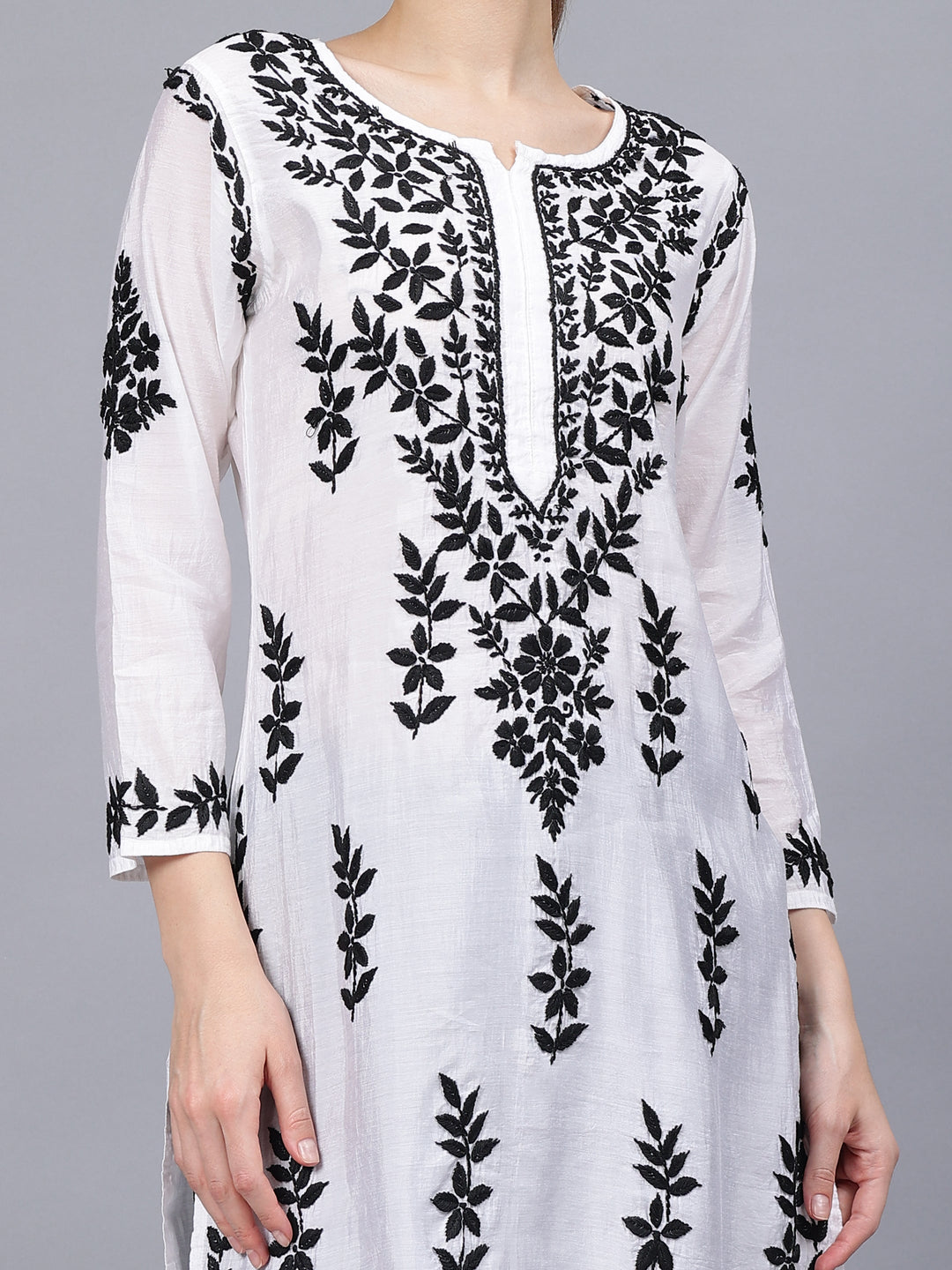 White-Chanderi-Embroidered-Chikankari-Kurti