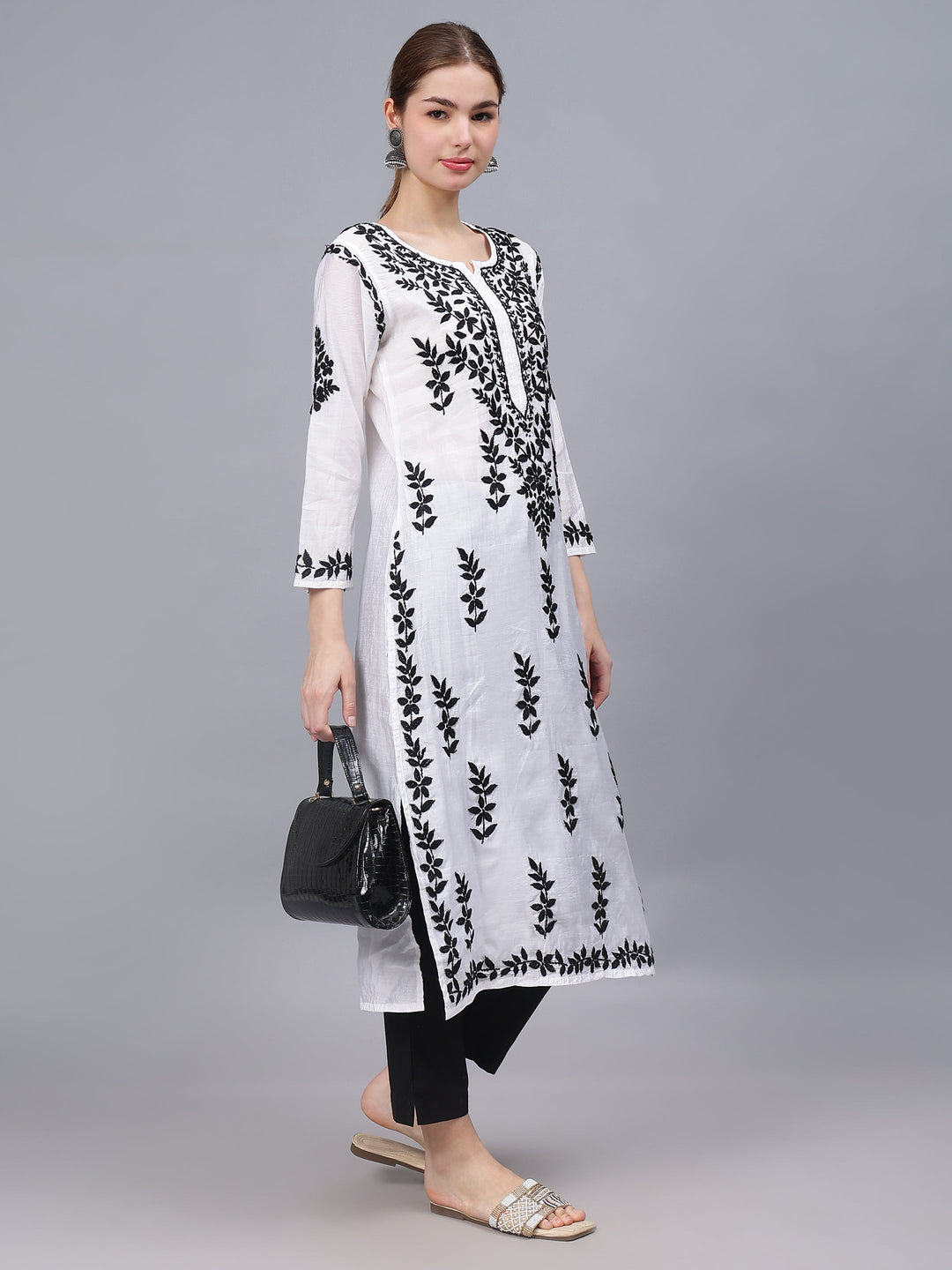 White-Chanderi-Embroidered-Chikankari-Kurti