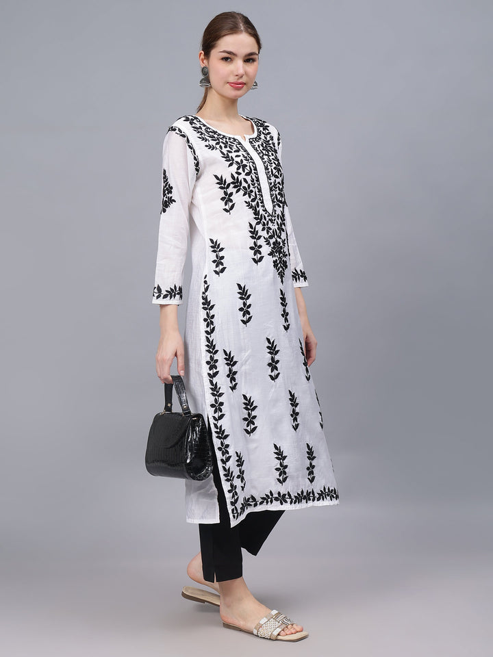 White-Chanderi-Embroidered-Chikankari-Kurti