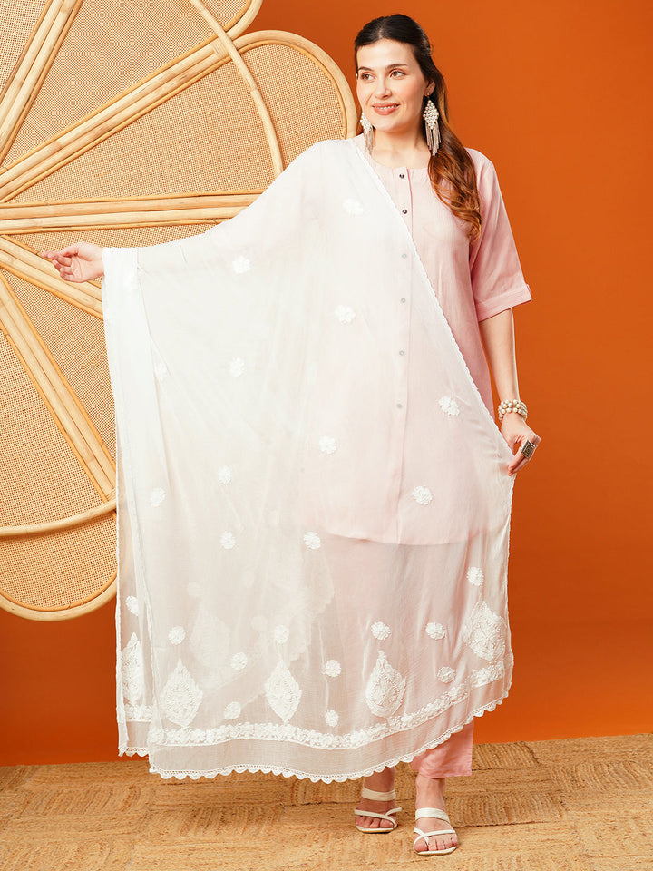 White-Chiffon-Embroidered-EmbellishedVChikankari-Dupatta