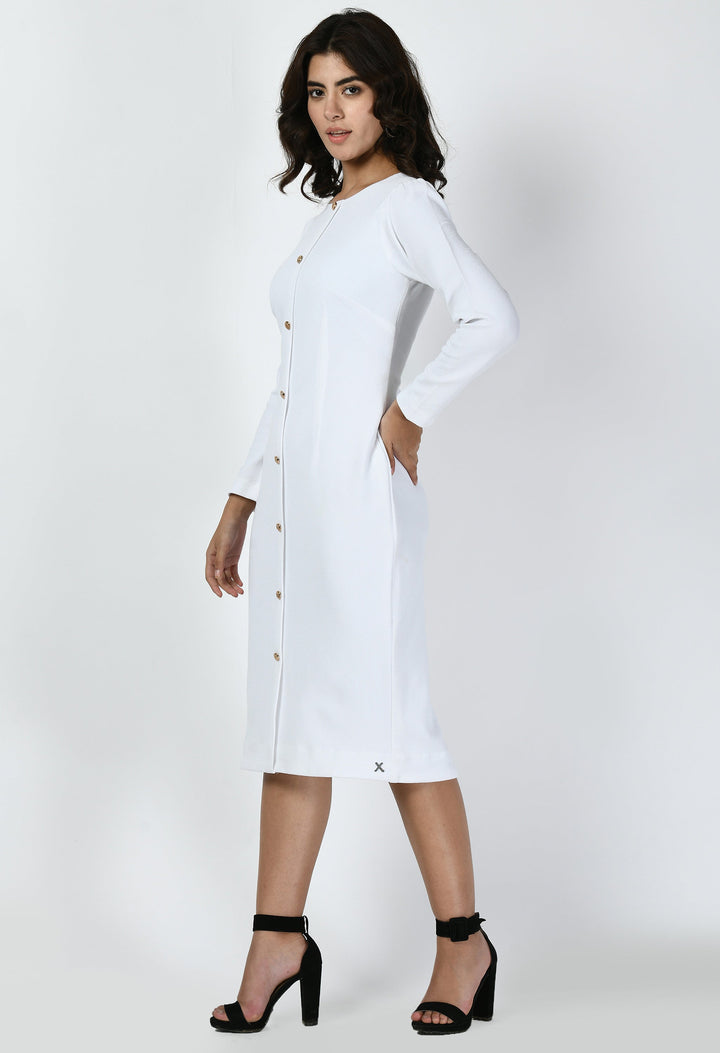 White-Cotton-Blend-Acme-Button-Down-Midi-Sheath-Dress