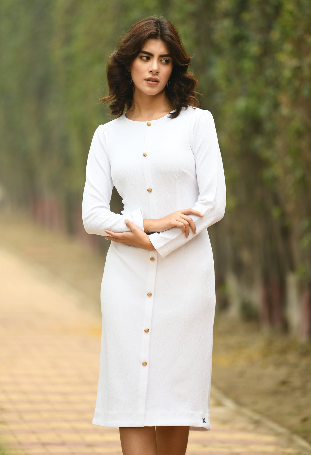 White-Cotton-Blend-Acme-Button-Down-Midi-Sheath-Dress