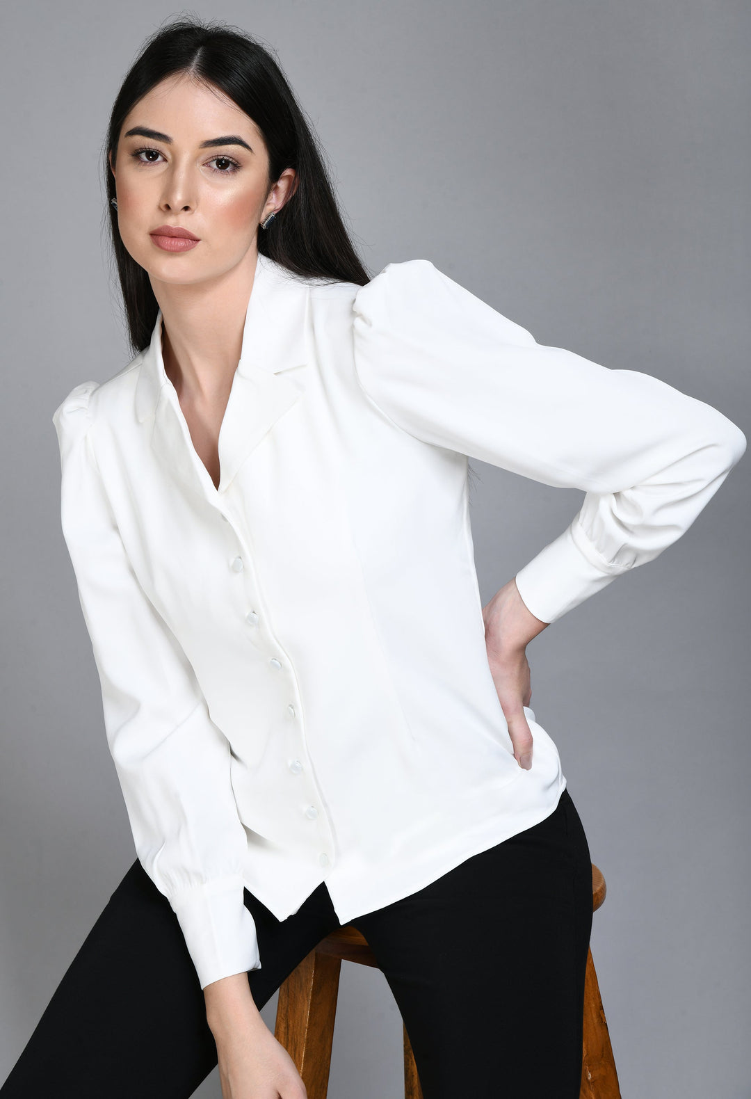 White-Cotton-Blend-Agility-Blazer-Shirt