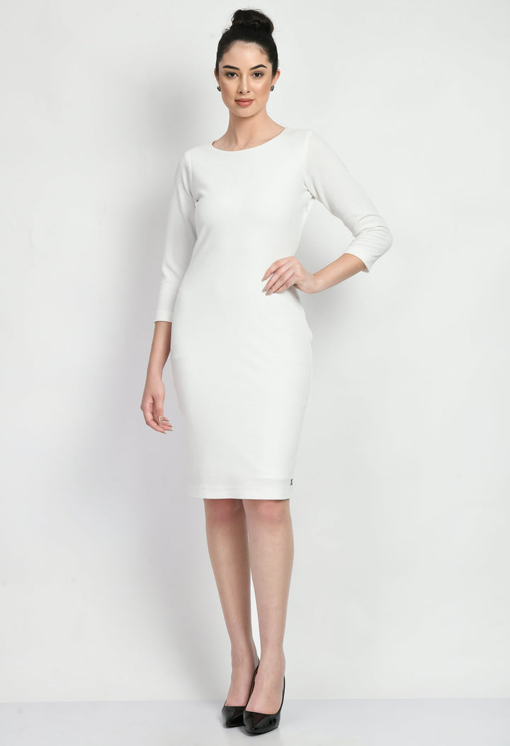 White-Cotton-Blend-Boldness-Body-Con-Dress