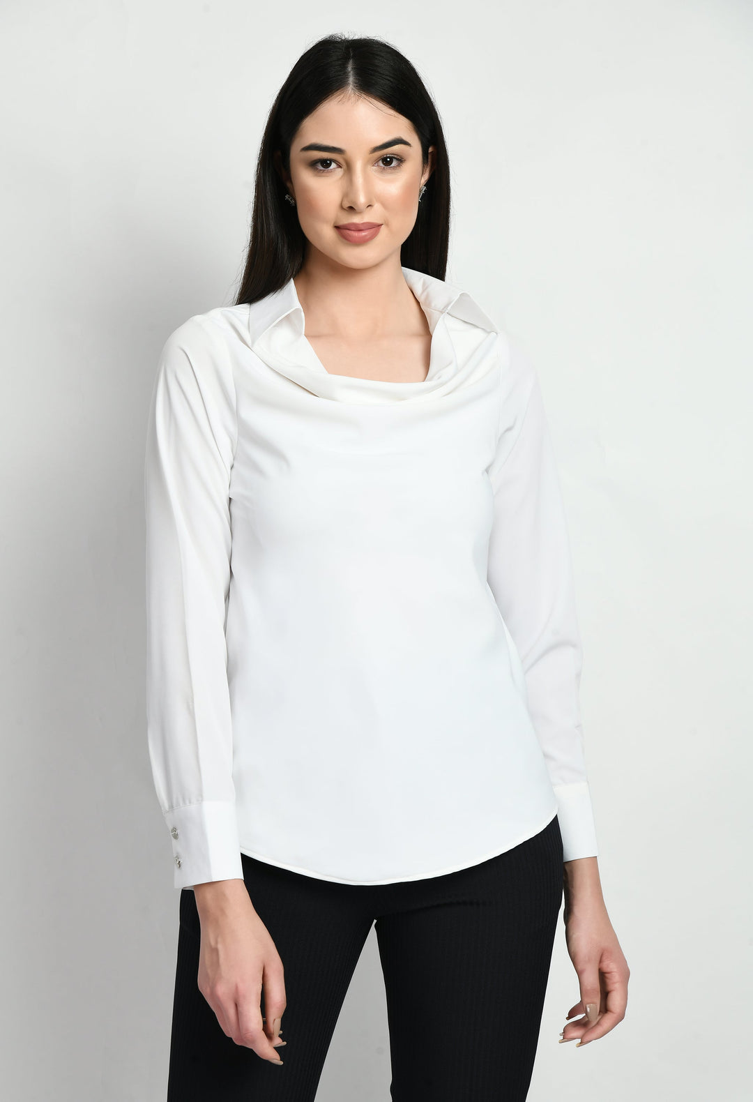 White-Cotton-Blend-Freshness-Cowl-Neck-Top