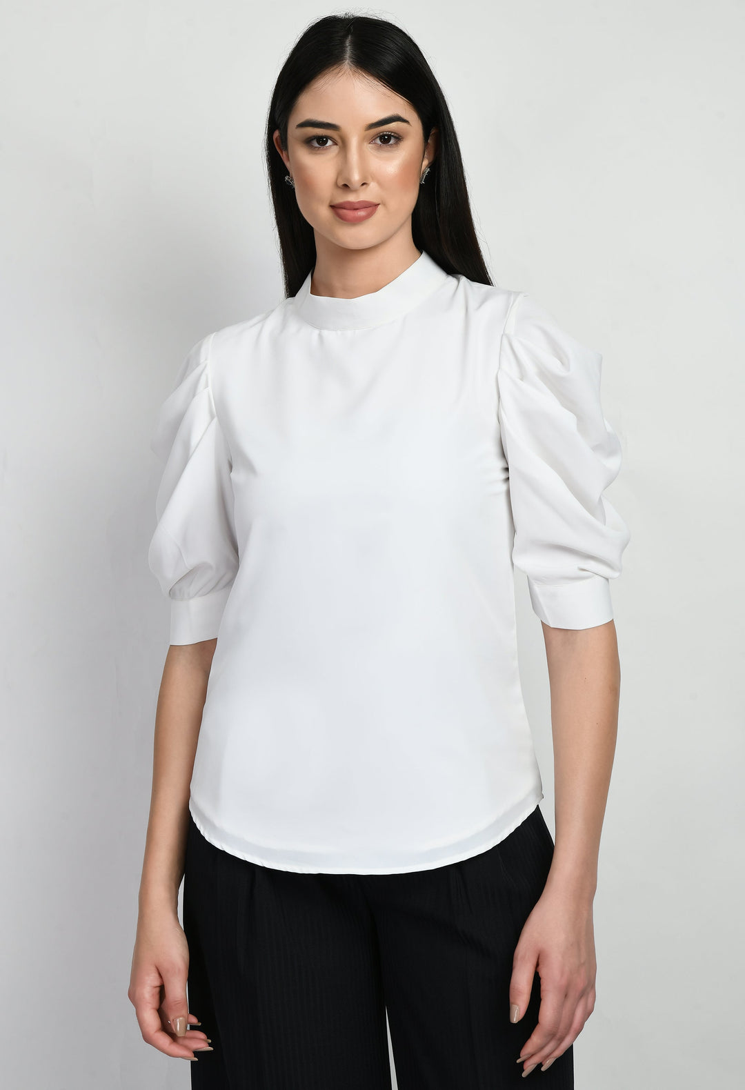 White-Cotton-Blend-Purpose-Cowl-Sleeves-Top