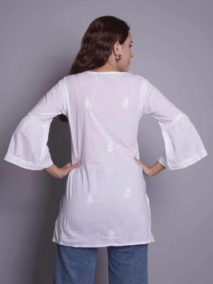 White-Cotton-Embroidered-Chikankari-Short-Tunic