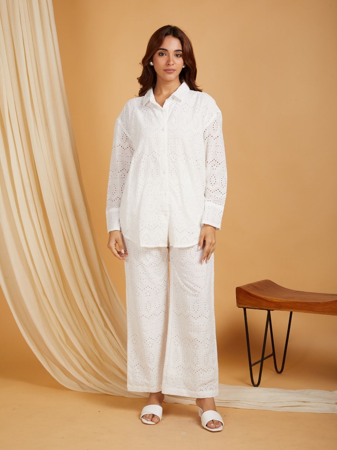 White-Cotton-Embroidered-Shirt-Collar-Co-Ord-Set