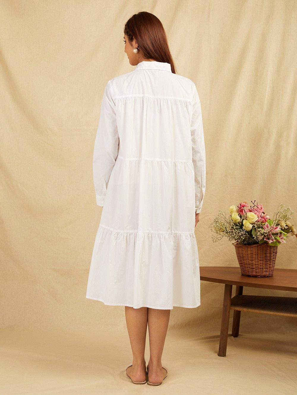 White-Cotton-Embroidered-Shirt-With-Gathers