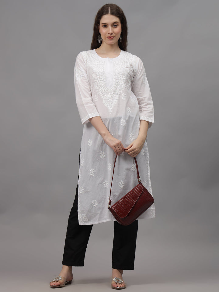 White-Cotton-Embroidery-Chikankari-Kurta