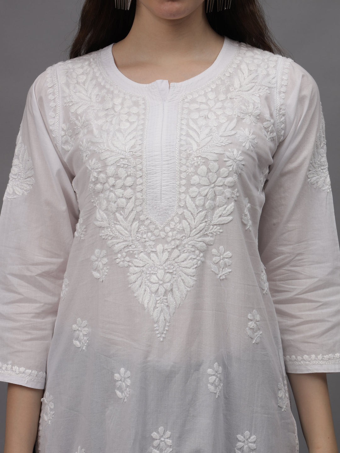 White-Cotton-Embroidery-Chikankari-Kurta