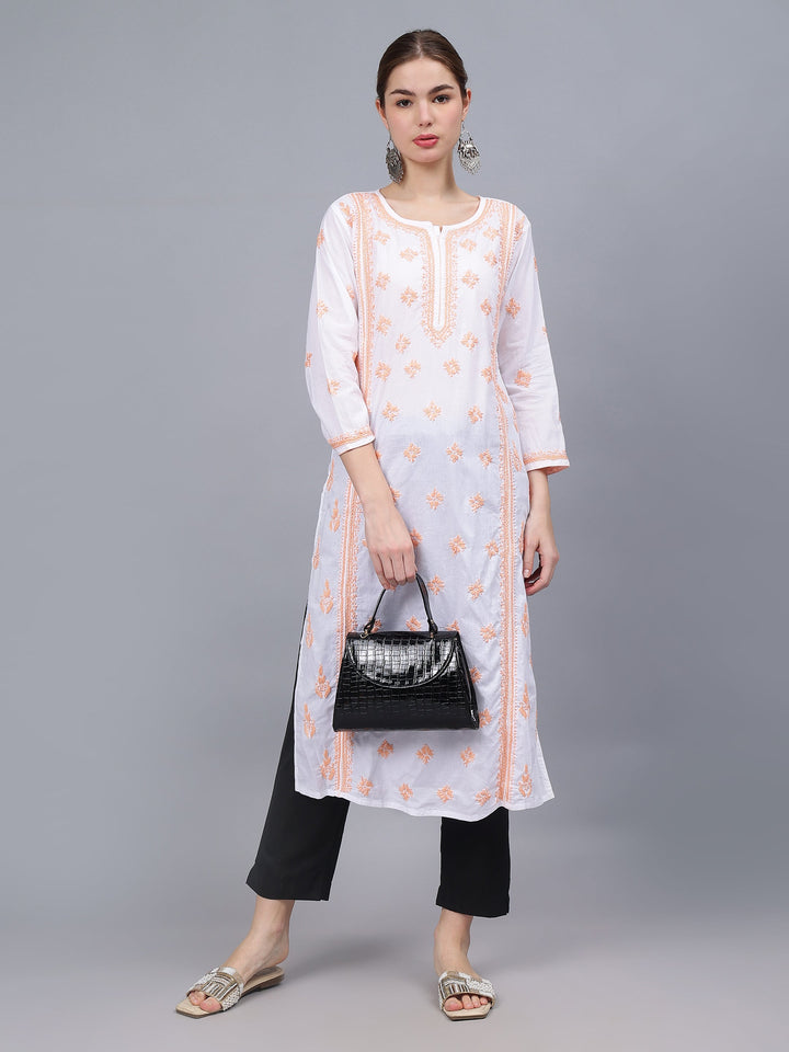 White-Cotton-Hand-Embroidered-Chikankari-Kurta