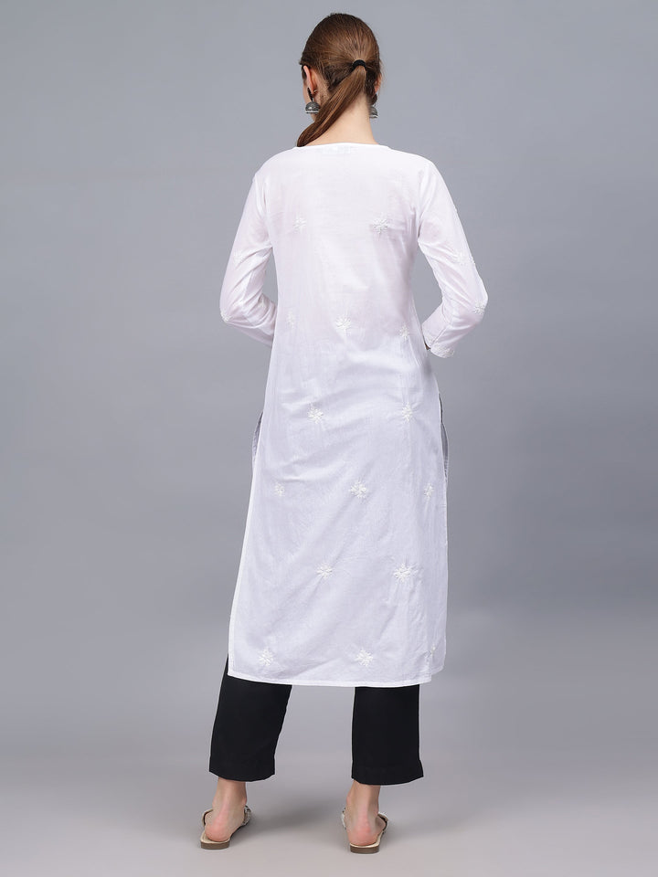 White-Cotton-Hand-Embroidered-Chikankari-Kurta