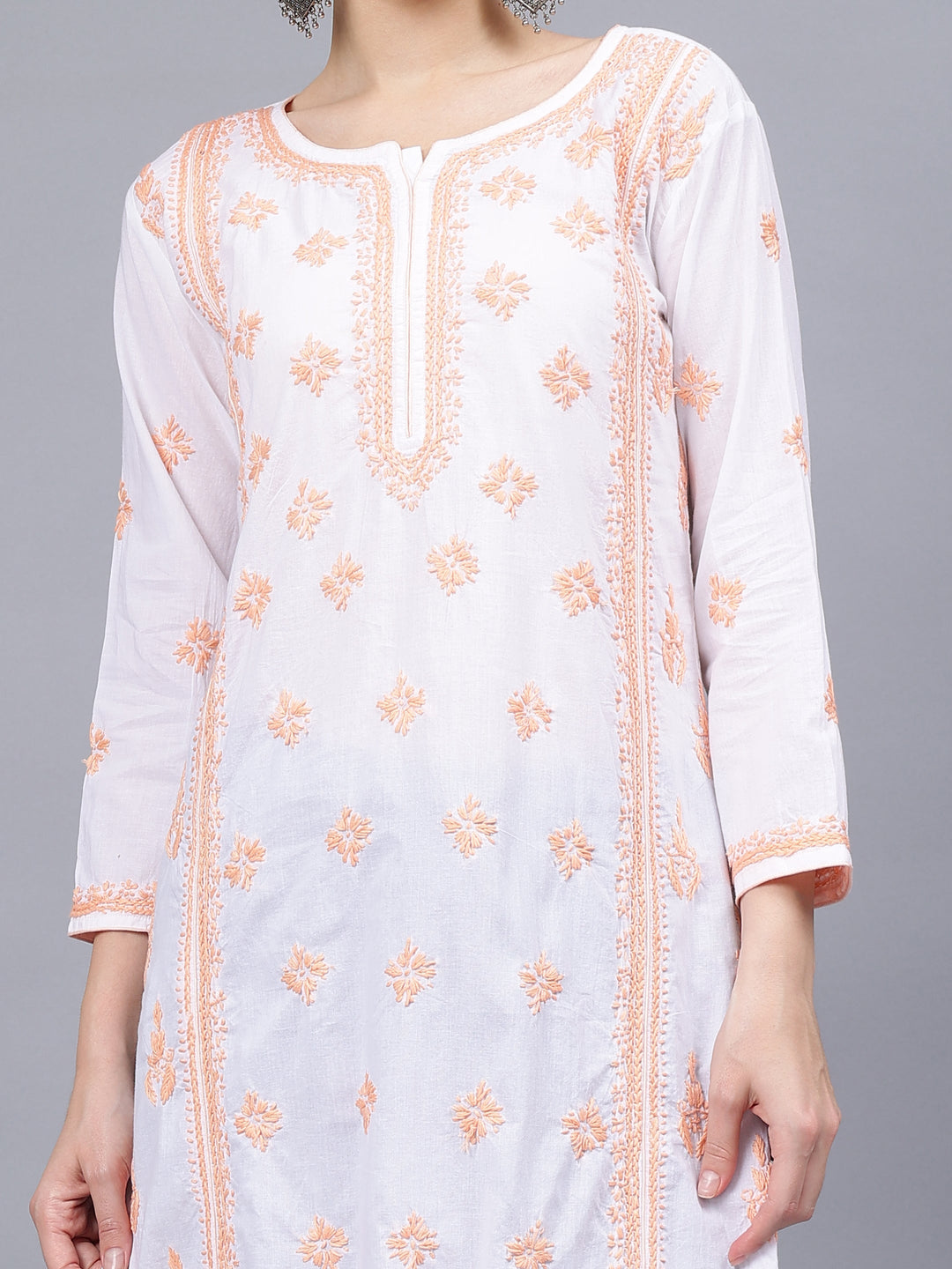 White-Cotton-Hand-Embroidered-Chikankari-Kurta