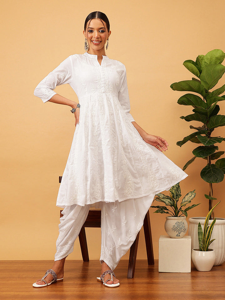 White-Cotton-Hand-Embroidered-Manderian-Collar-Anarkali-Kurta