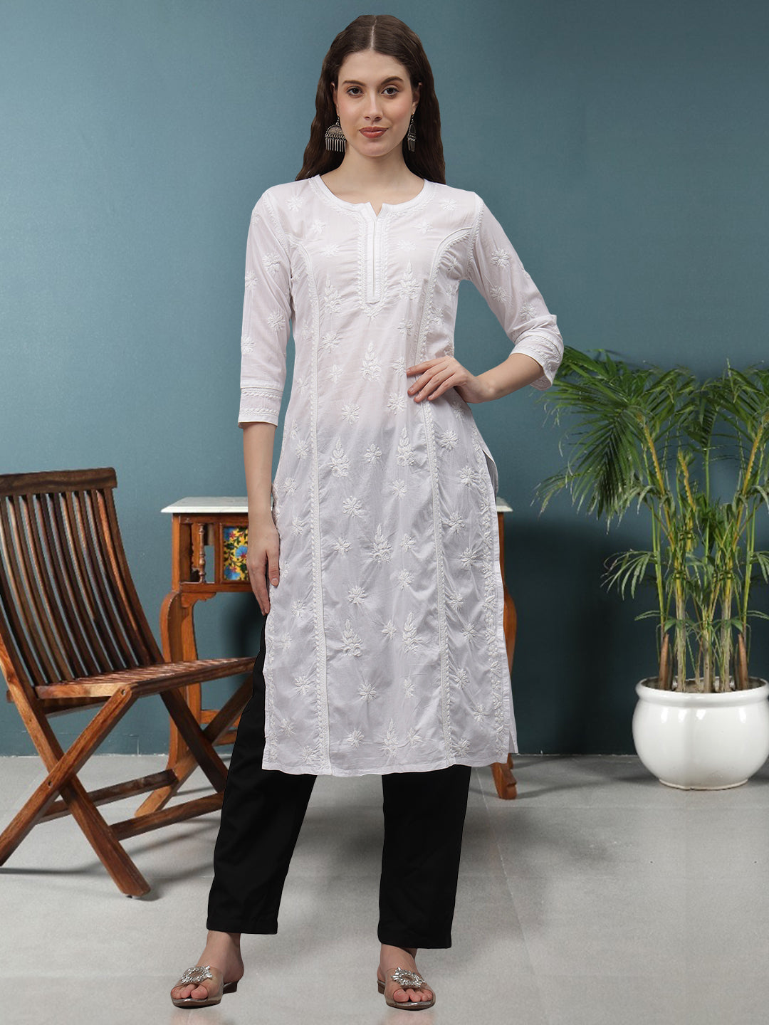 White-Cotton-Hand-Embroidery-Chikankari-Kurta