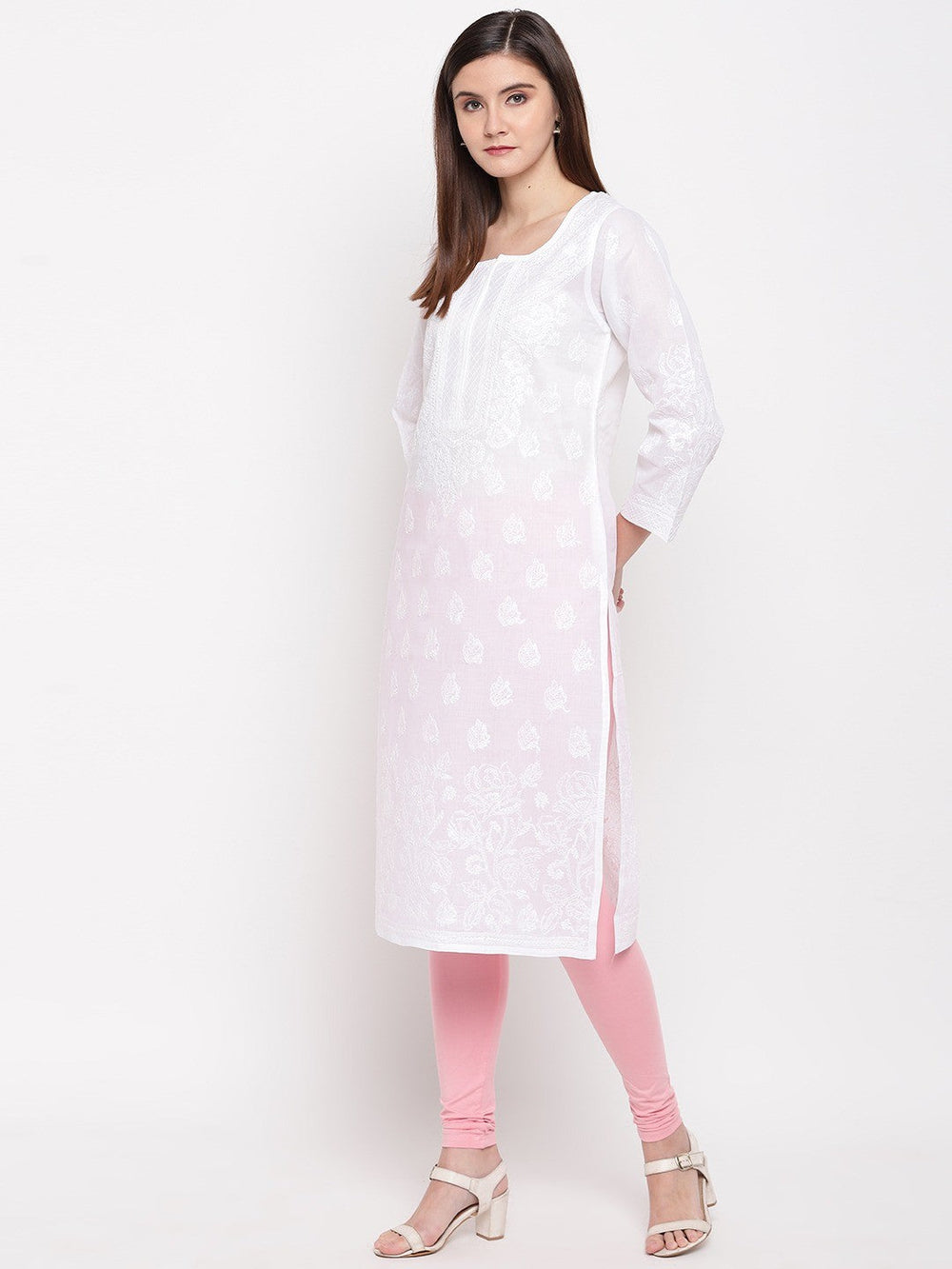 White-Cotton-Lucknowi-Chikan-Kurta