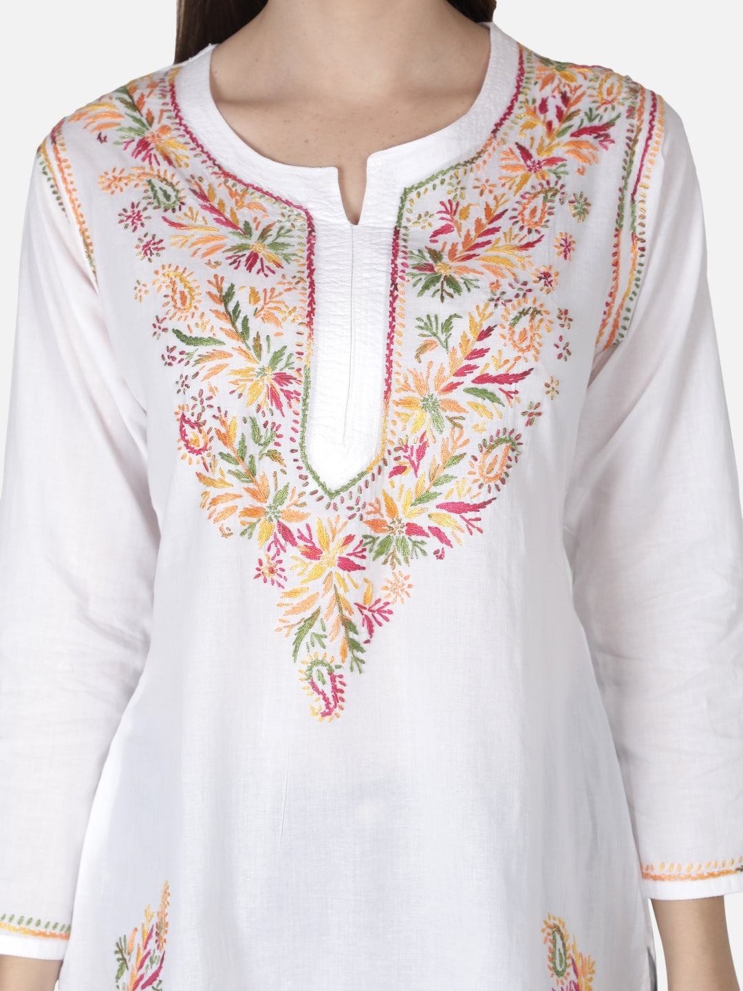 White-Cotton-Lucknowi-Chikankari-Short-Top