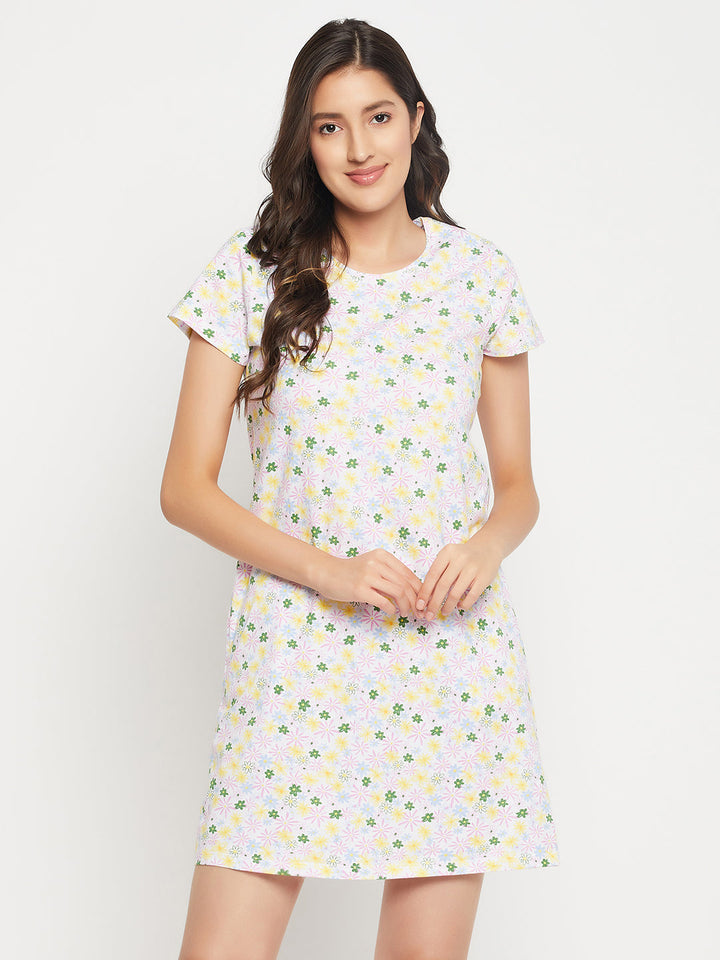 White-Cotton-Pretty-Florals-Short-Night-Dress