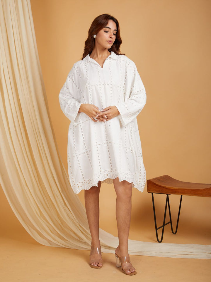 White-Cotton-Shirt-Collar-Kaftan-Dress