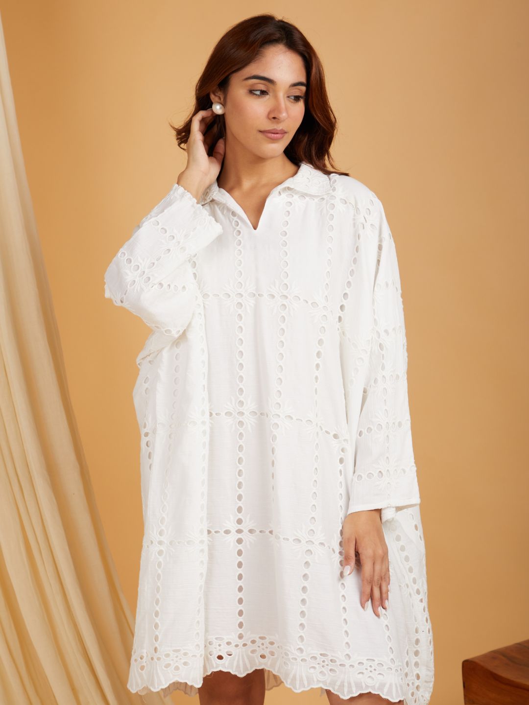 White-Cotton-Shirt-Collar-Kaftan-Dress