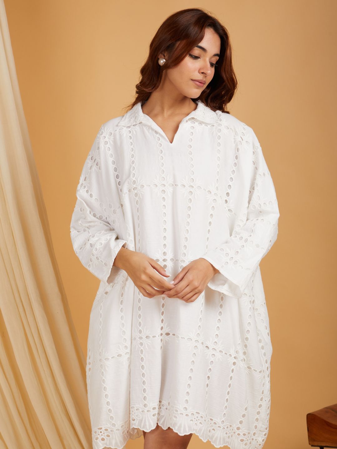 White-Cotton-Shirt-Collar-Kaftan-Dress