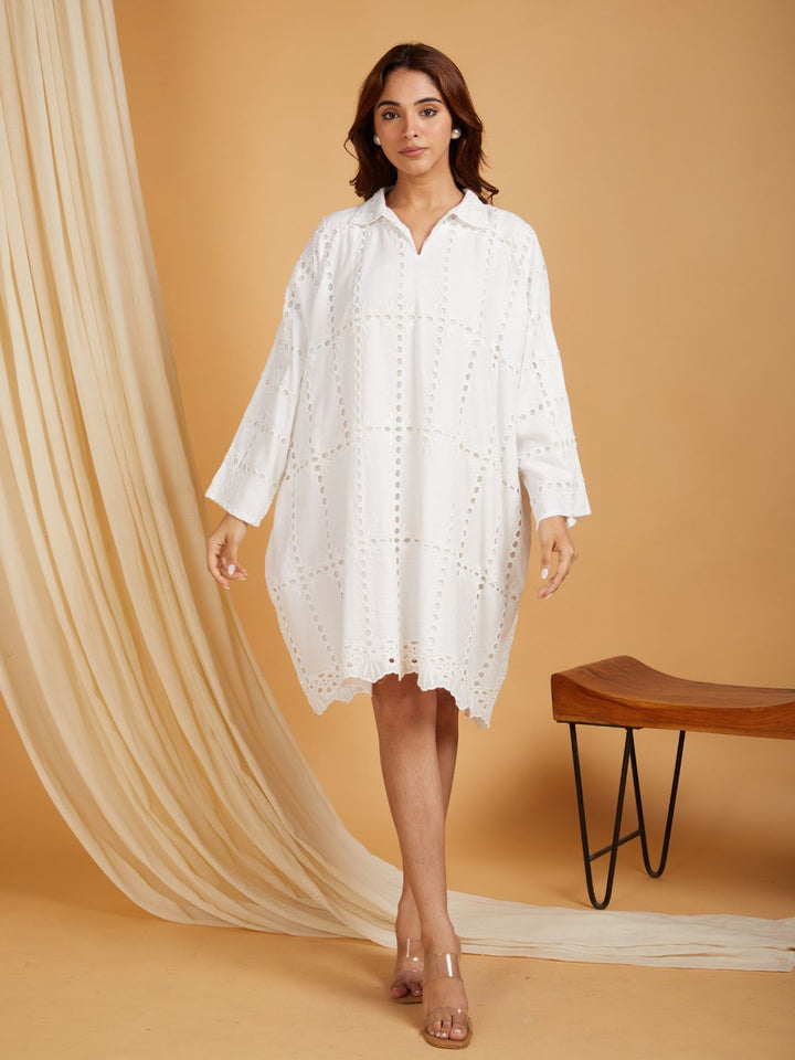 White-Cotton-Shirt-Collar-Kaftan-Dress