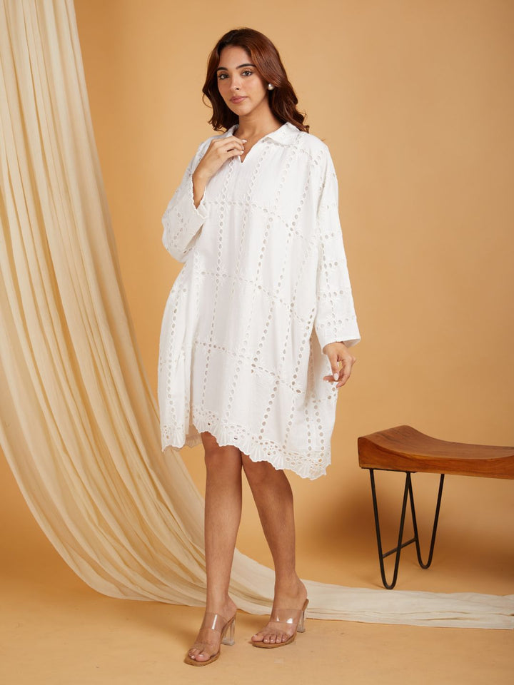 White-Cotton-Shirt-Collar-Kaftan-Dress