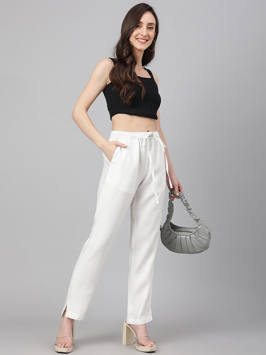 ZERESOUQ-White-Denim-Solid-Casual-Pant