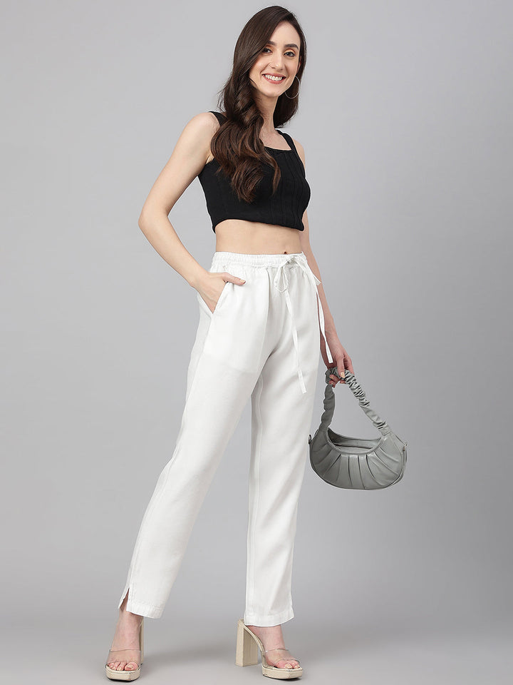 White-Denim-Solid-Pant