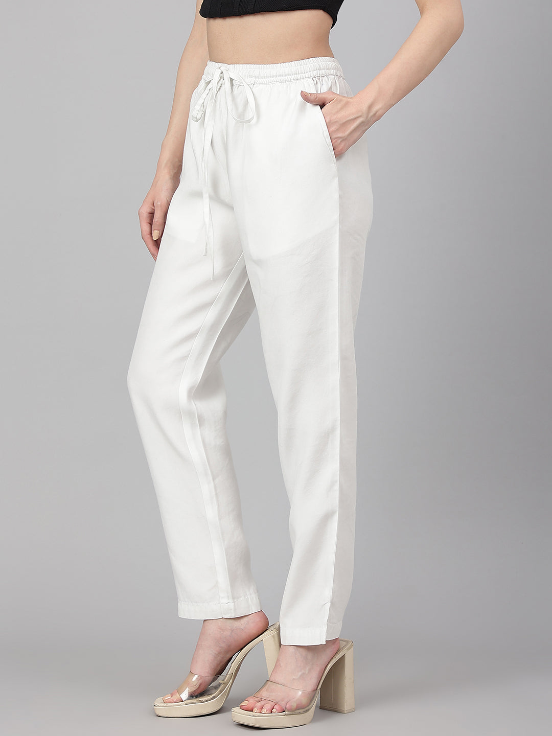 White-Denim-Solid-Pant