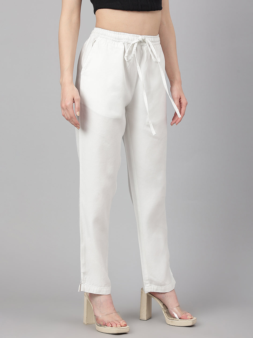 ZERESOUQ-White-Denim-Solid-Casual-Pant