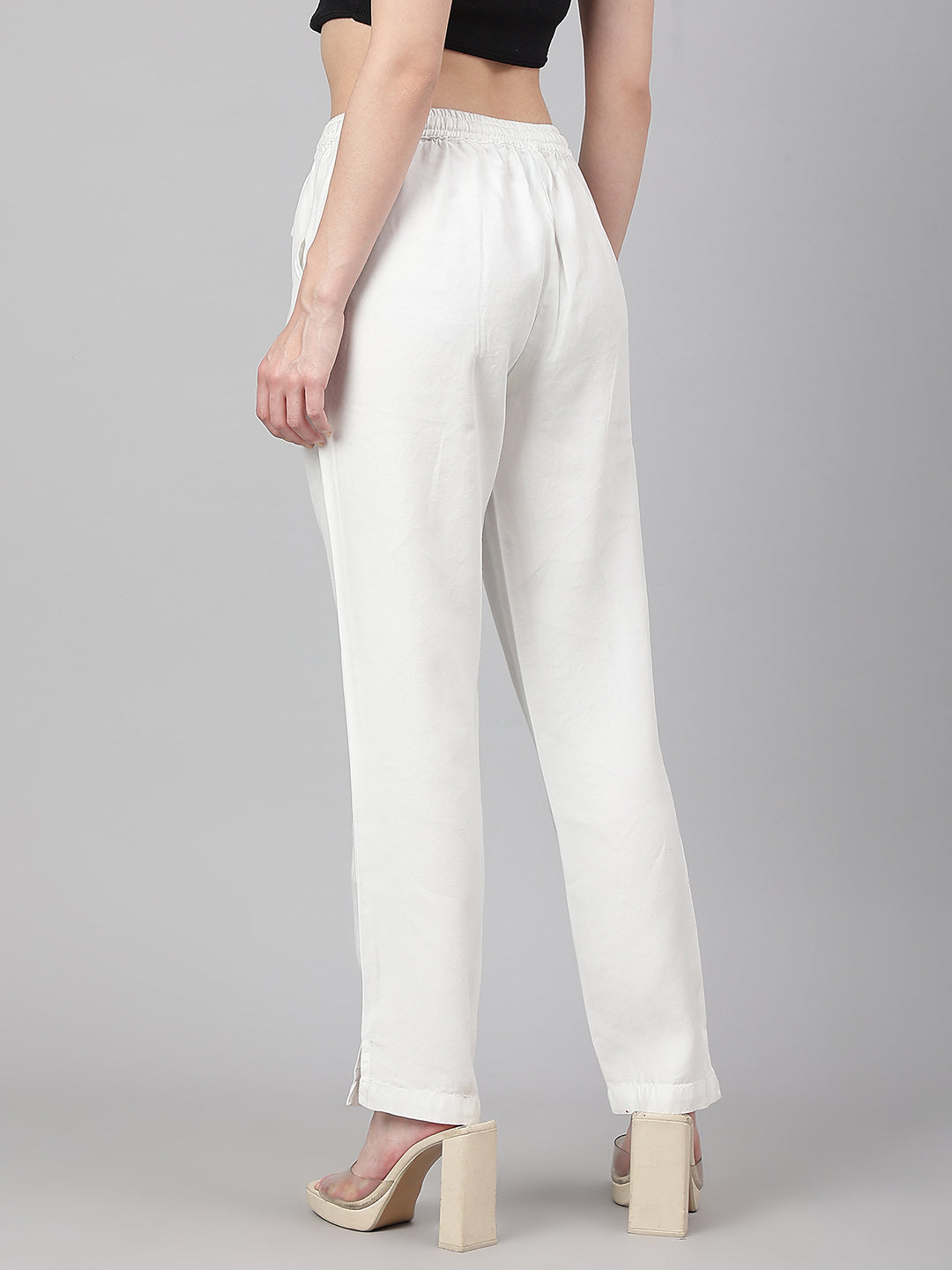 White-Denim-Solid-Pant